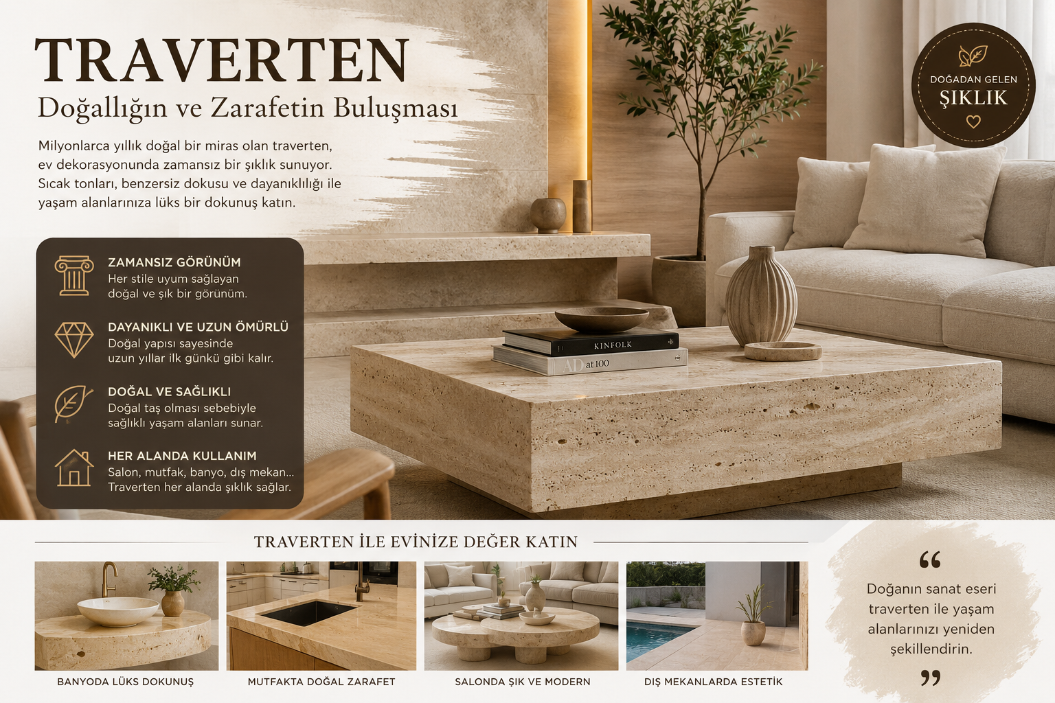 Traverten ile Ev Dekorasyonunda Doğal Şıklığı Keşfedin