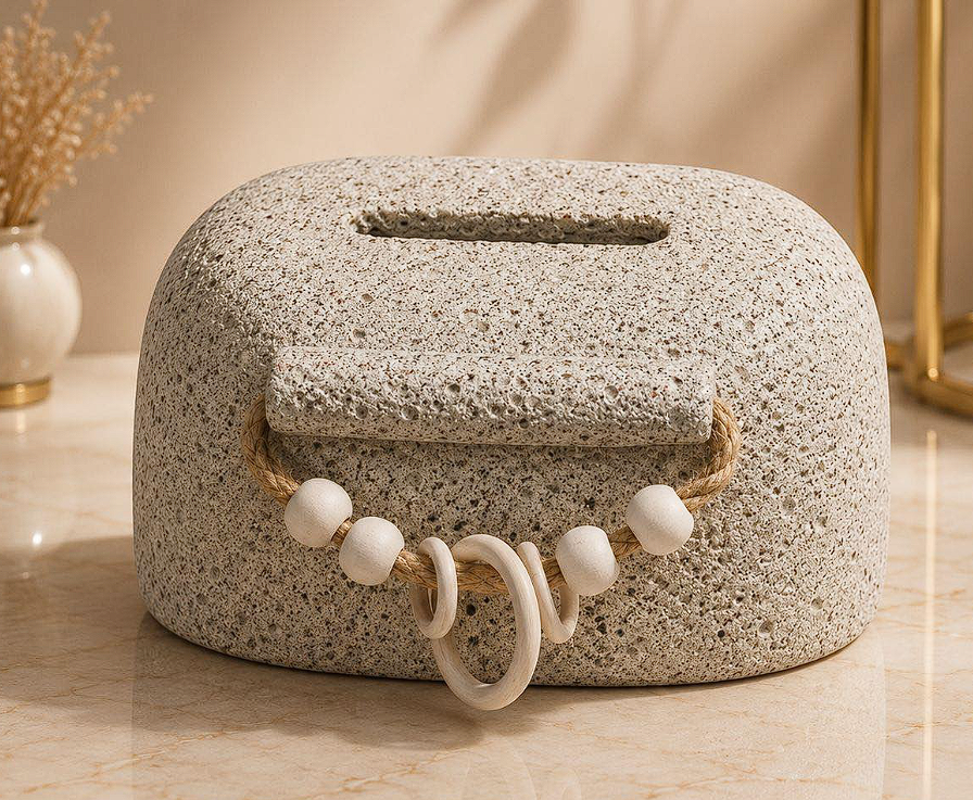 Stone-Texture Dekoratif Kutu (Saklama veya Kumbara)