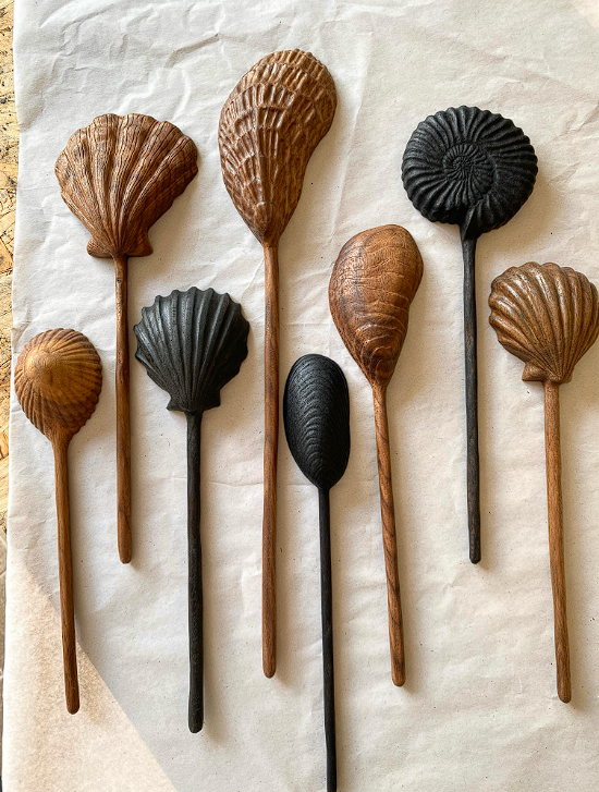 Ocean-Inspired El Oyması Ahşap Kaşık Koleksiyonu